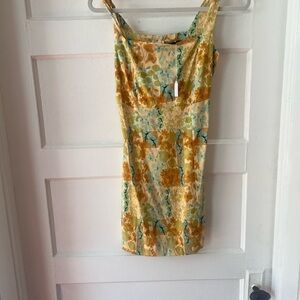 SHORE fashion Floral Sleeveless Dress ($119 retail) - Yellow and Green size xs